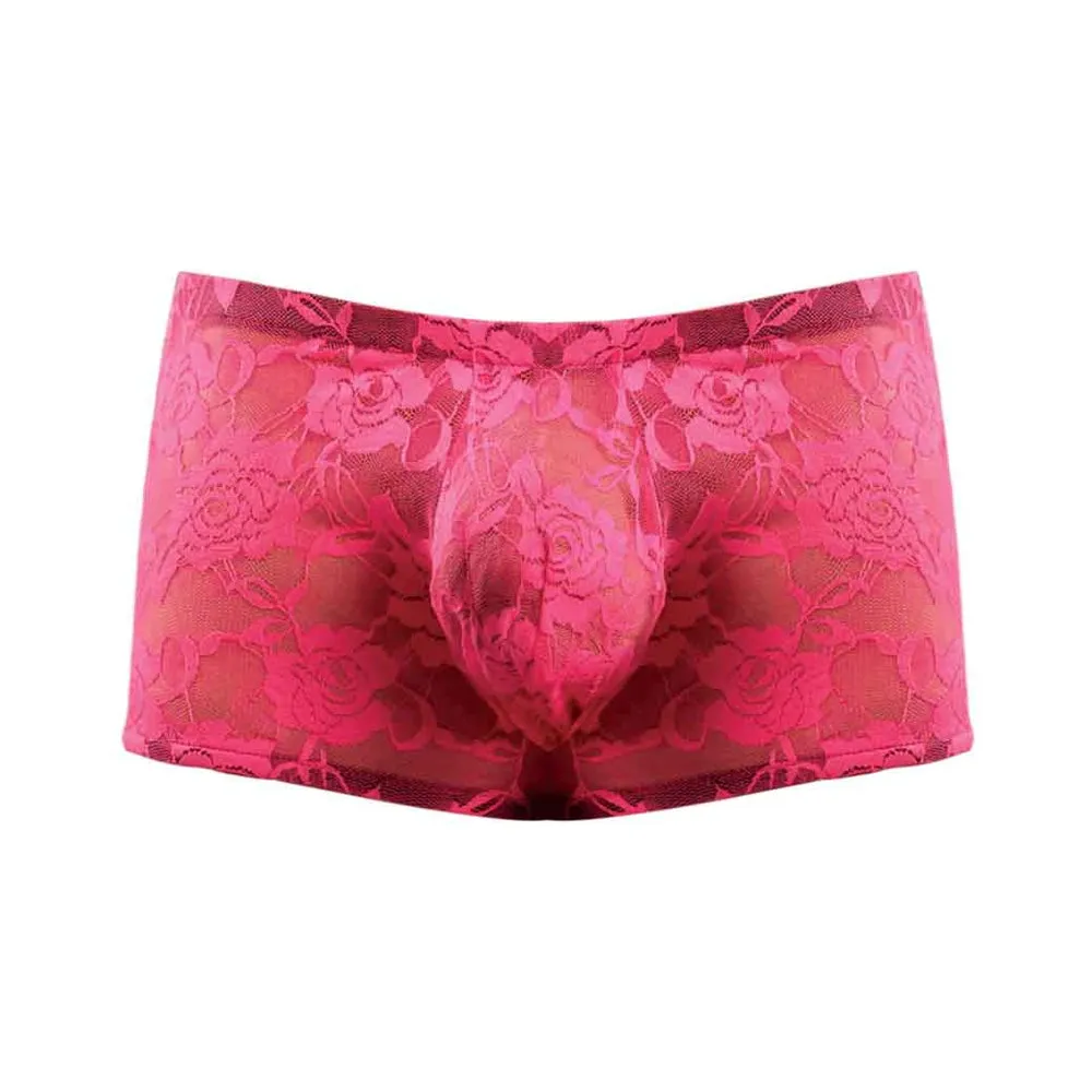 Mini Short Neon Lace Hot Pink Large