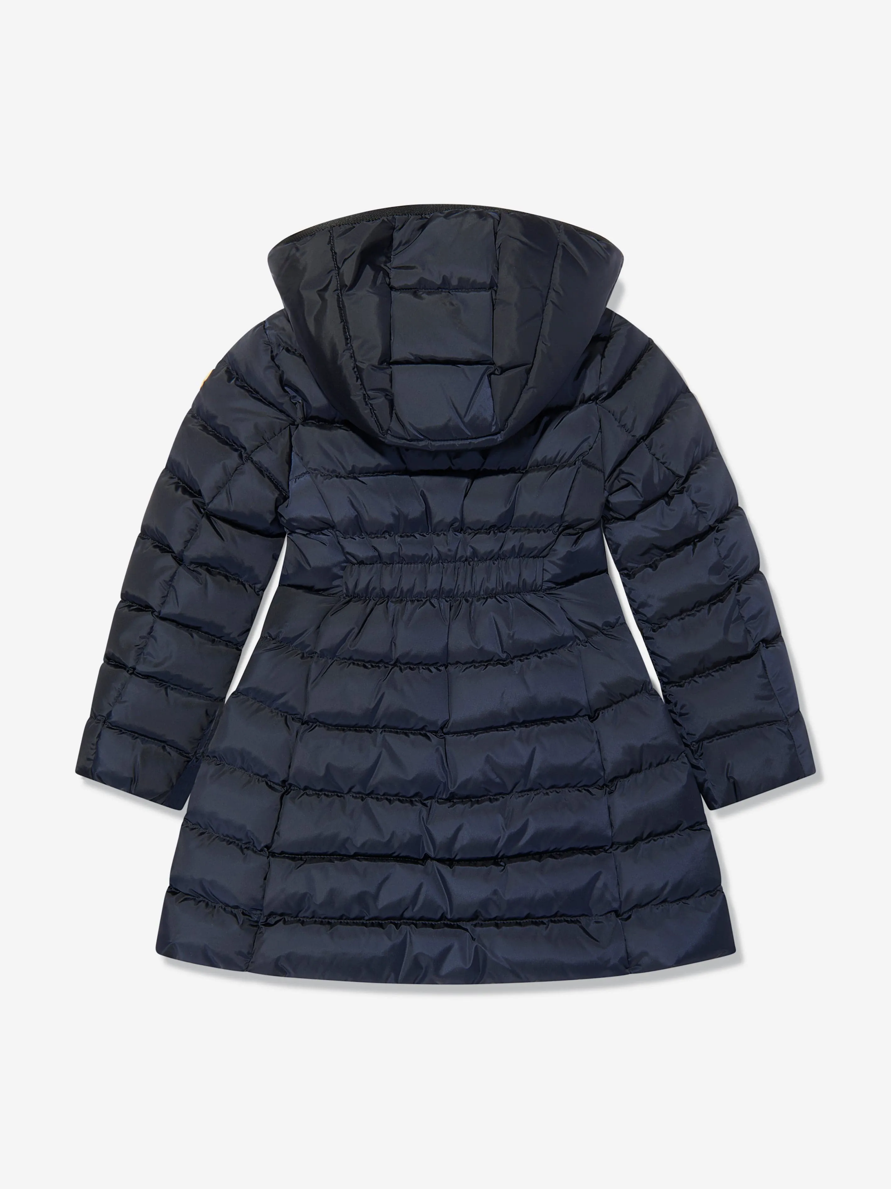 Moncler Enfant Girls Down Padded Charpel Long Coat in Navy