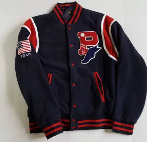 Nwt Polo Ralph Lauren Navy/Red P67 USA Patch Fleece Jacket