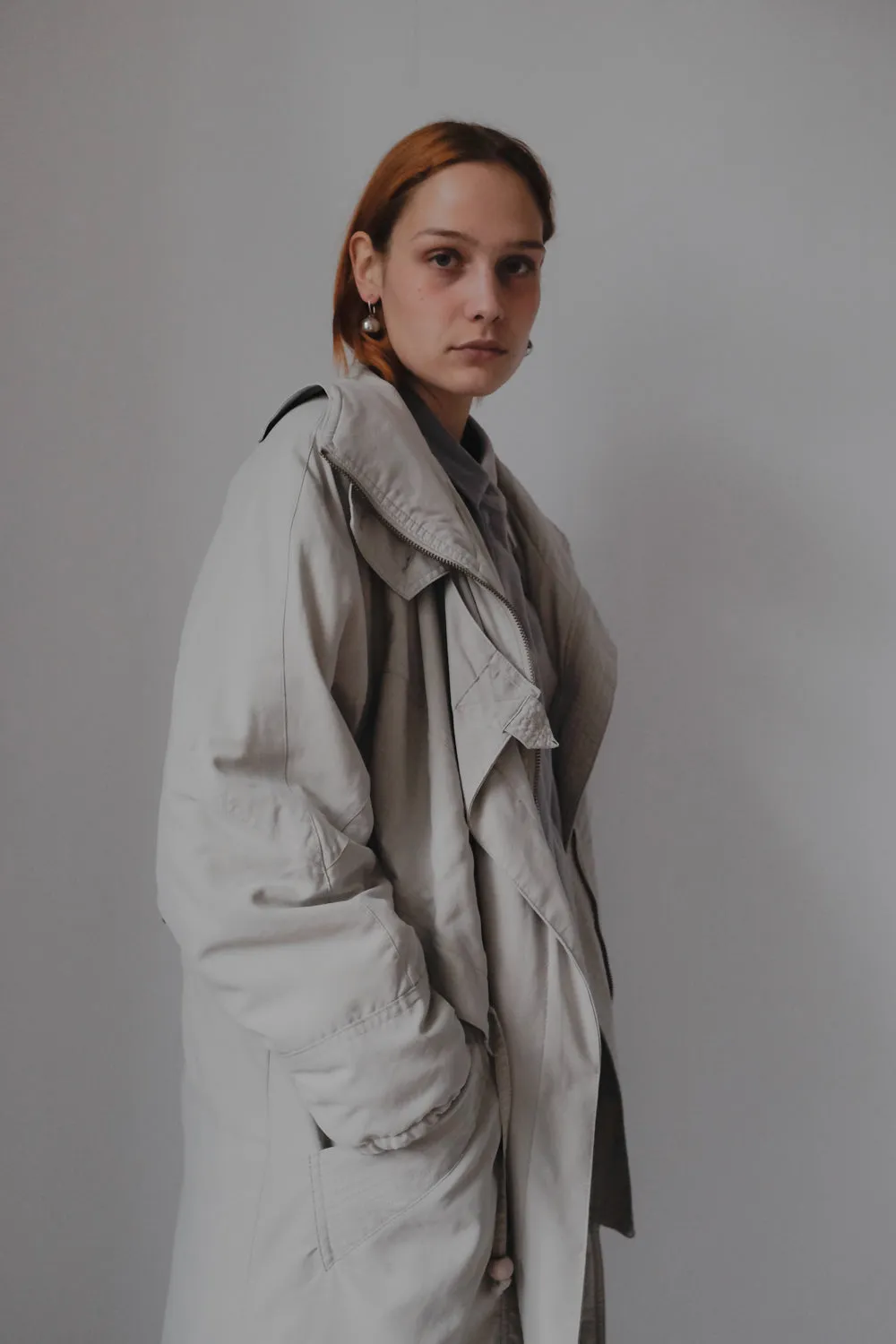 PALE GREY VINTAGE TRENCH COAT