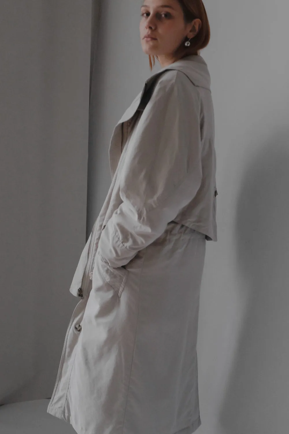 PALE GREY VINTAGE TRENCH COAT