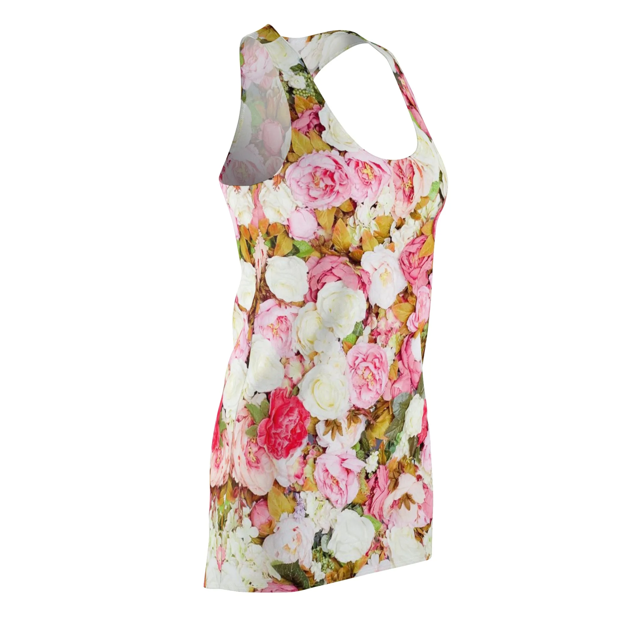 Pink Flowers - Inovax Women's Cut & Sew Racerback Dress