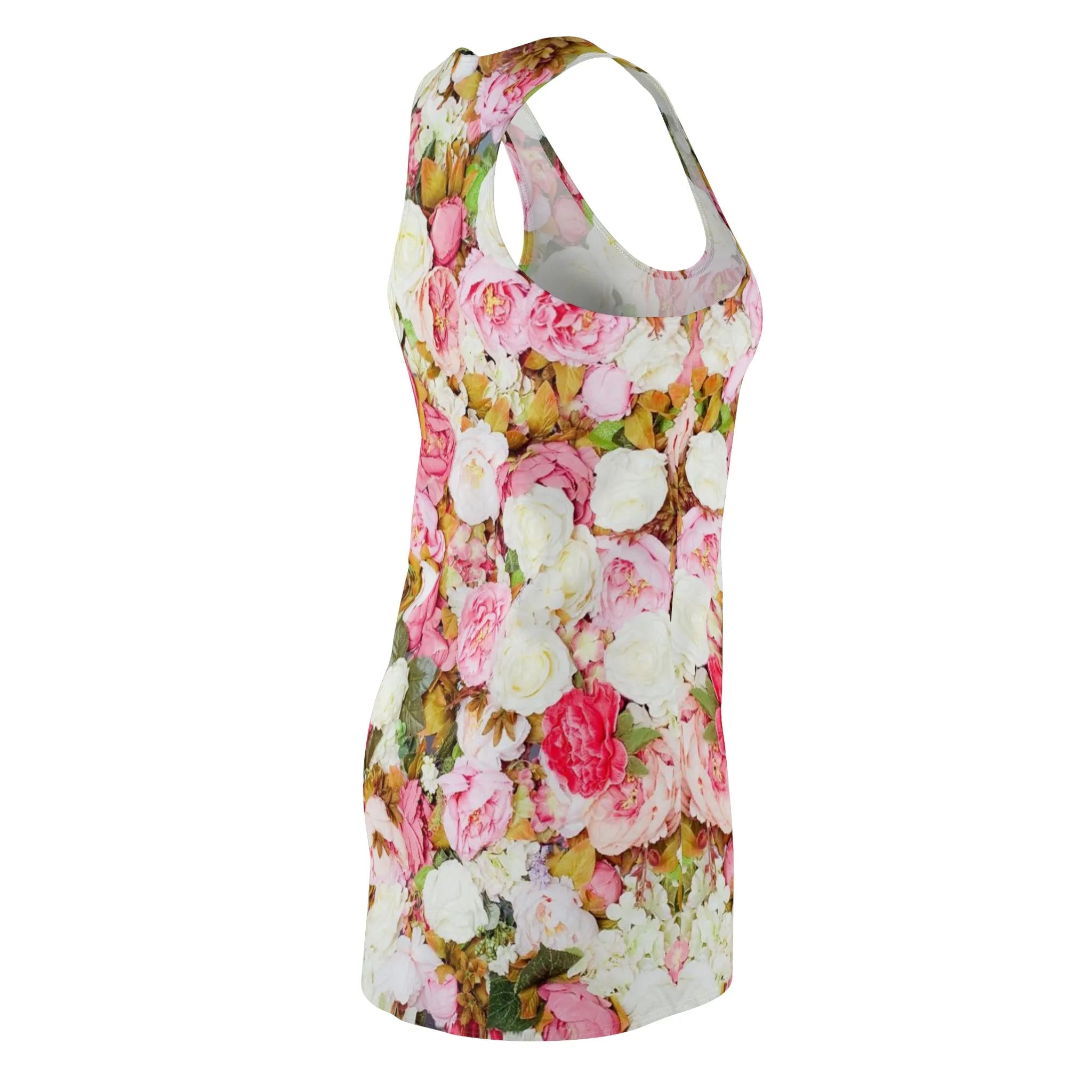 Pink Flowers - Inovax Women's Cut & Sew Racerback Dress