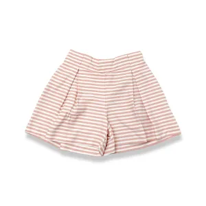 Pink Striped Pleat Shorts