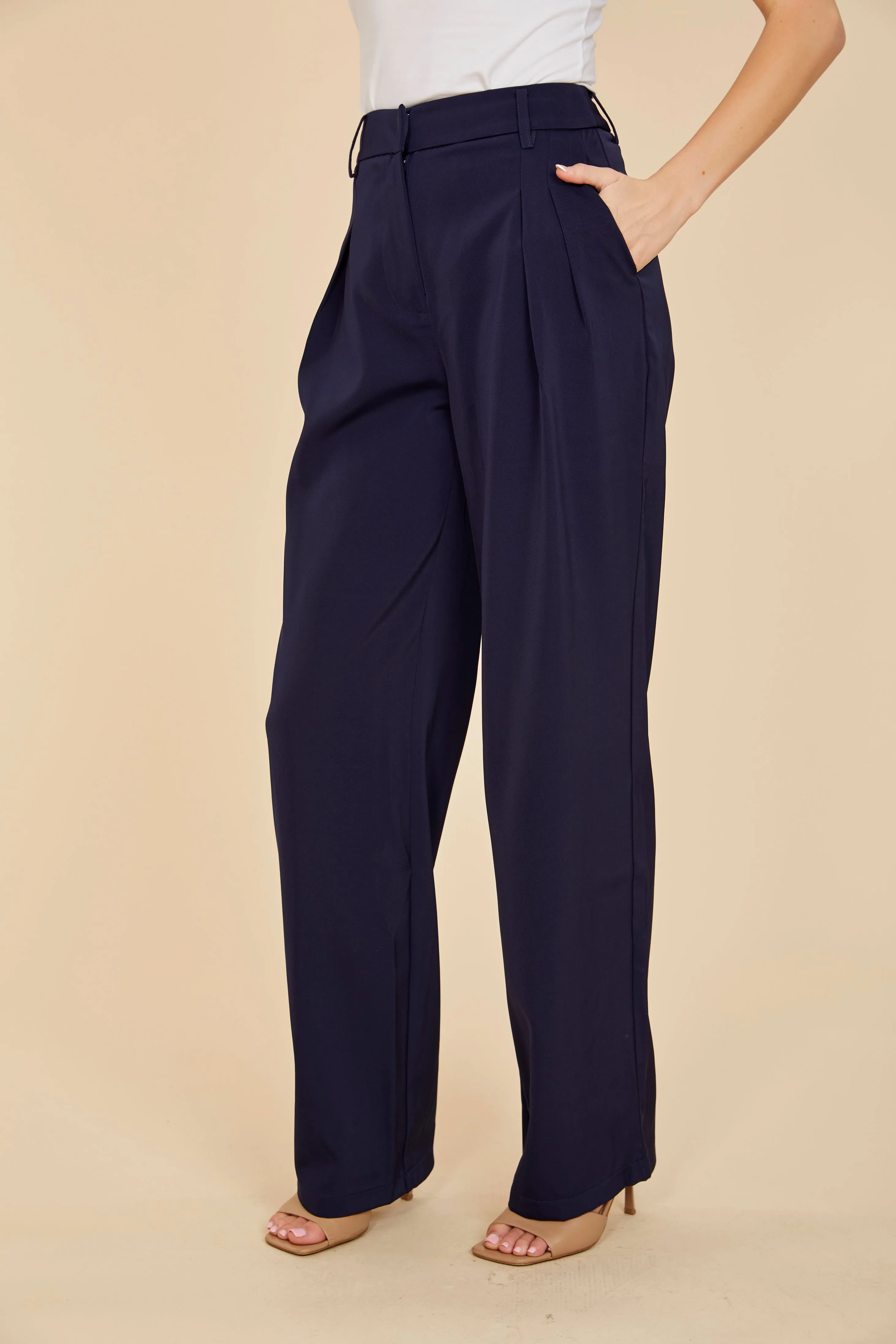 Pleated Wide Leg Trouser