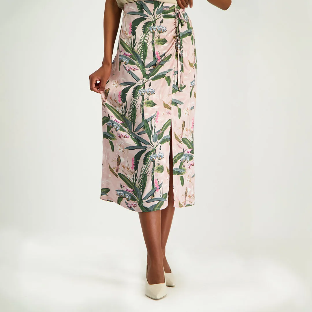 Printed Ruched Skirt