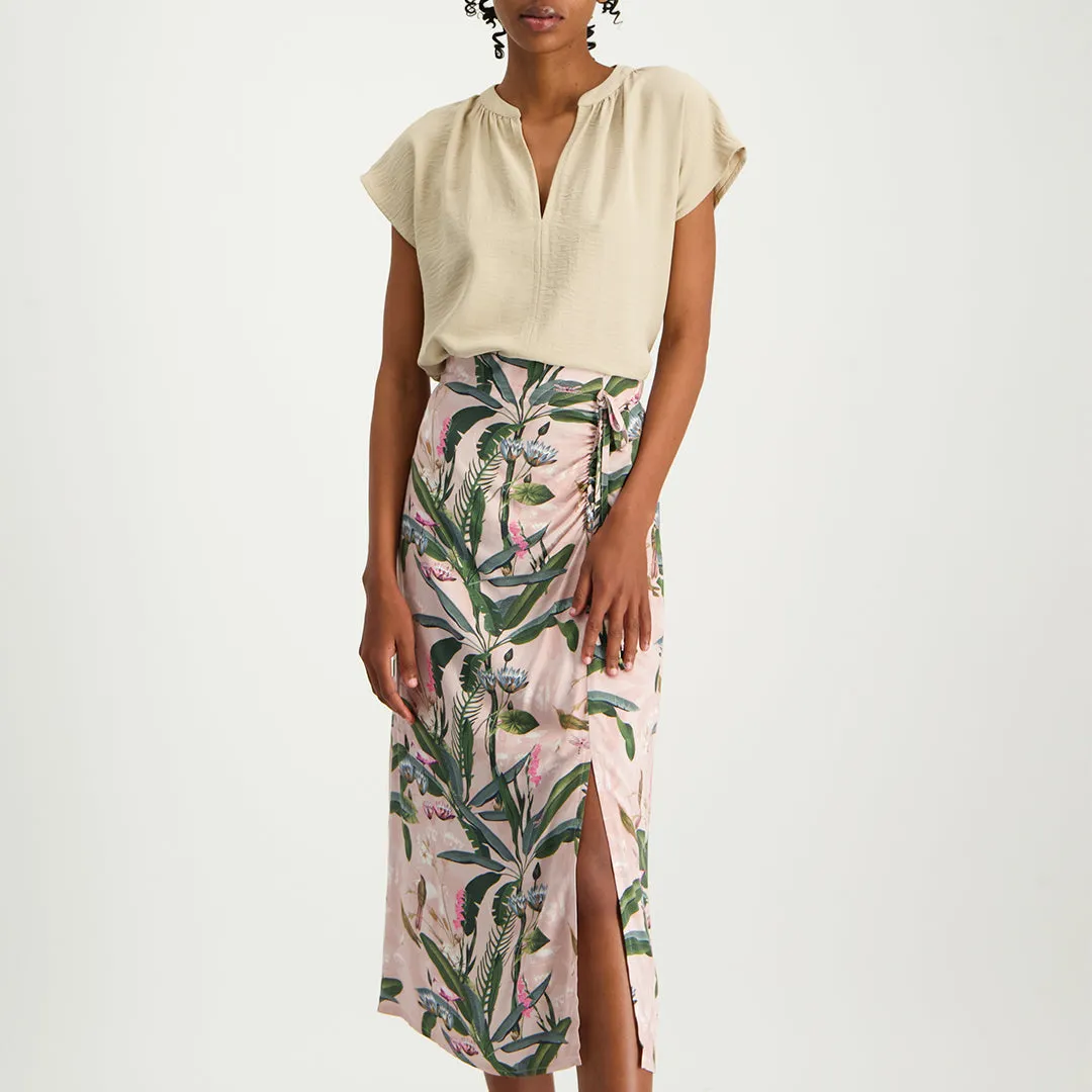 Printed Ruched Skirt