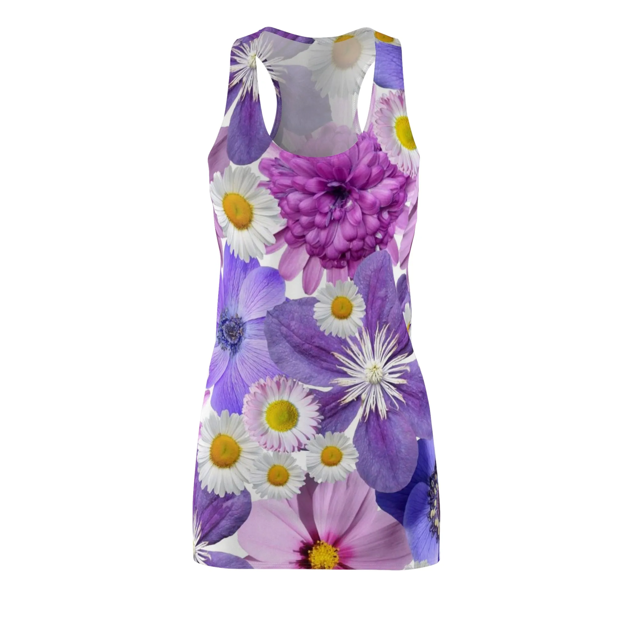 Purple Flowers - Inovax Women's Cut & Sew Racerback Dress