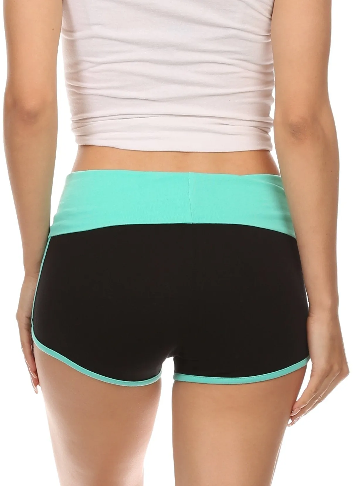 Sakkas Breauna Short Two Tone Fold-Over Waistband Active Dolphin Train Yoga Shorts