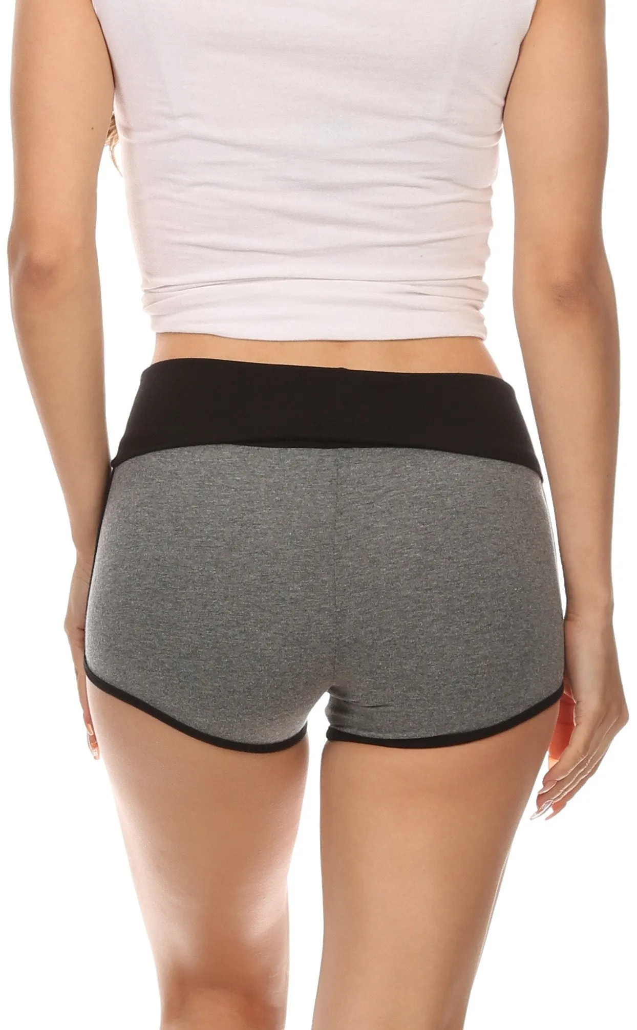 Sakkas Breauna Short Two Tone Fold-Over Waistband Active Dolphin Train Yoga Shorts