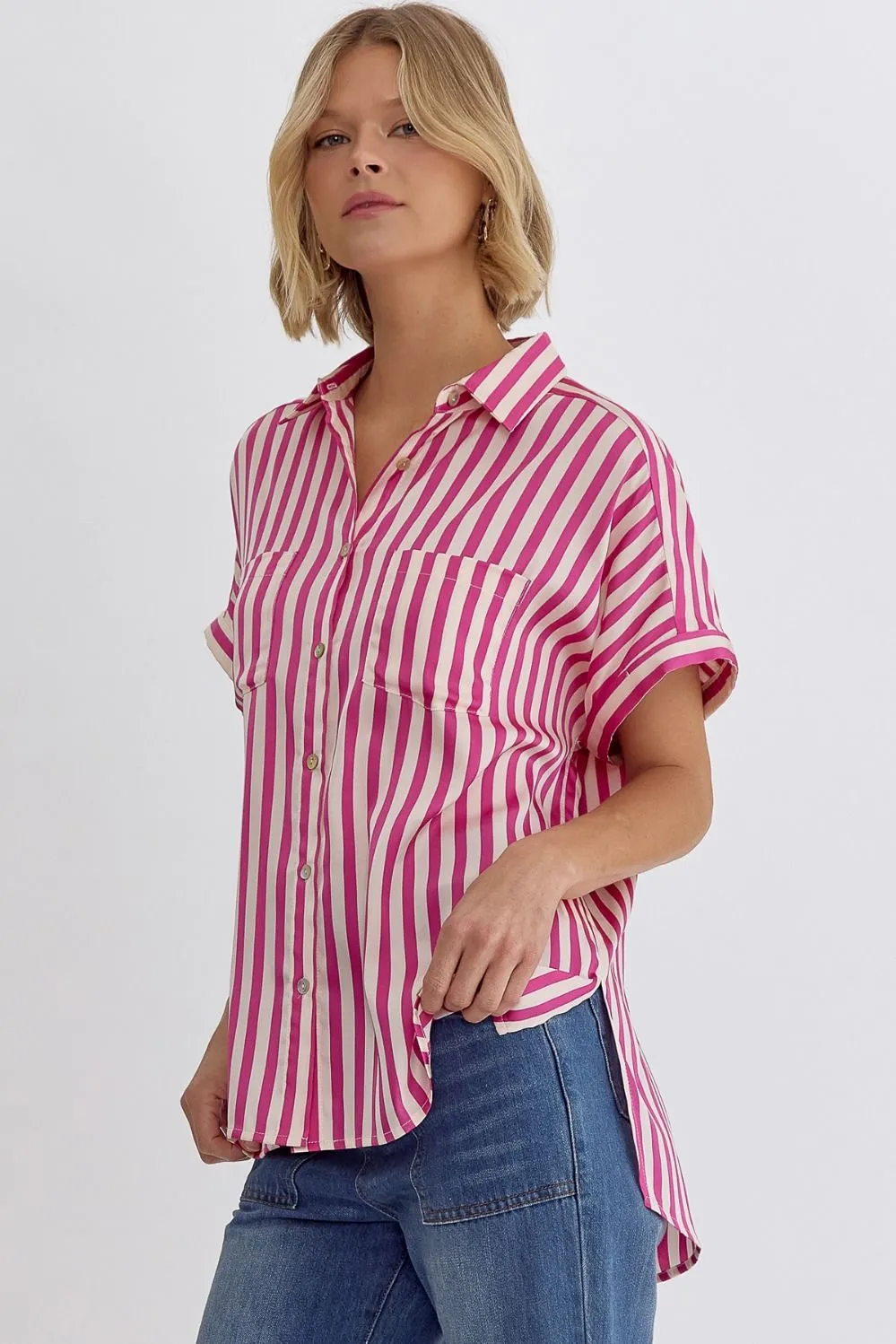 Shelbie Striped Top (Pink)