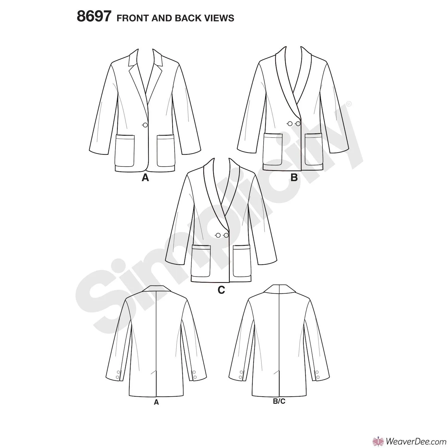 Simplicity Pattern S8697 Misses'/Women's Oversized Blazers