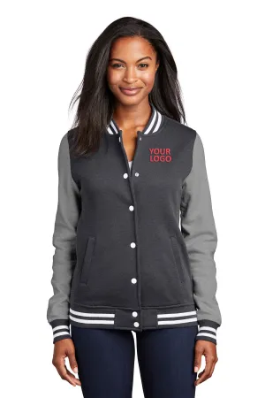 Sport-Tek Ladies Fleece Custom Letterman Jackets, Graphite Heather/ Vintage Heather