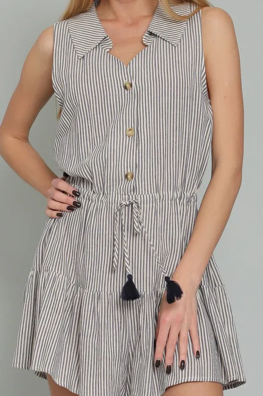 Stripe Collared Romper