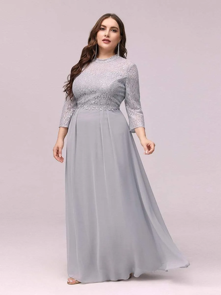 Stylish Plus Size A-Line Chiffon Evening Dress with Lace