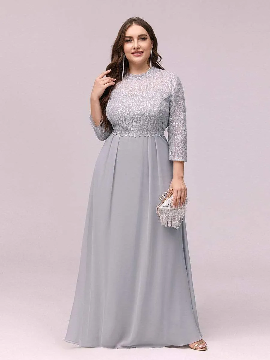 Stylish Plus Size A-Line Chiffon Evening Dress with Lace