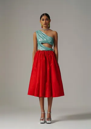 Taffeta Midi Skirt