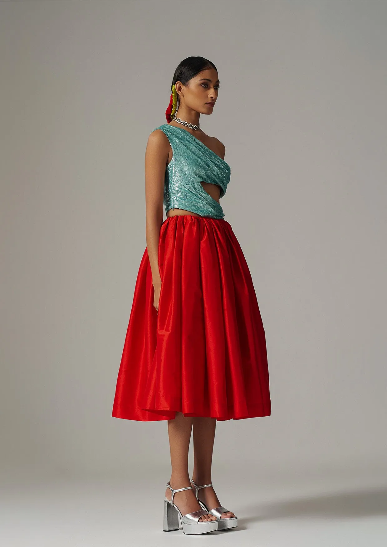 Taffeta Midi Skirt