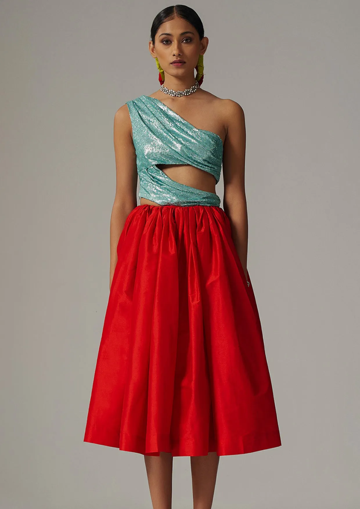 Taffeta Midi Skirt