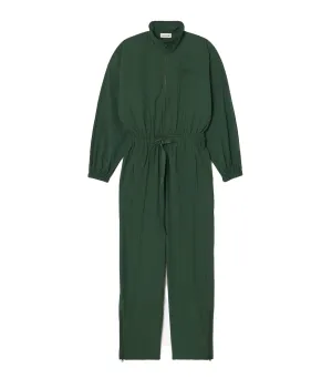 Textured Belted Zip Neck Jumpsuit Sequoia