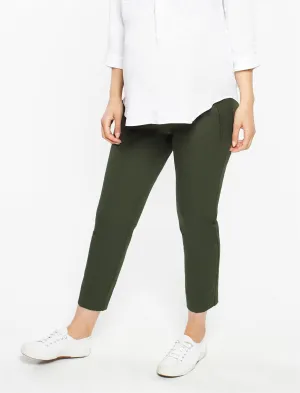 The Curie Secret Fit Belly Twill Slim Ankle Maternity Pant in Olive