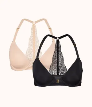 The Front Close T-Shirt Bra Bundle: Jet Black/Toasted Almond