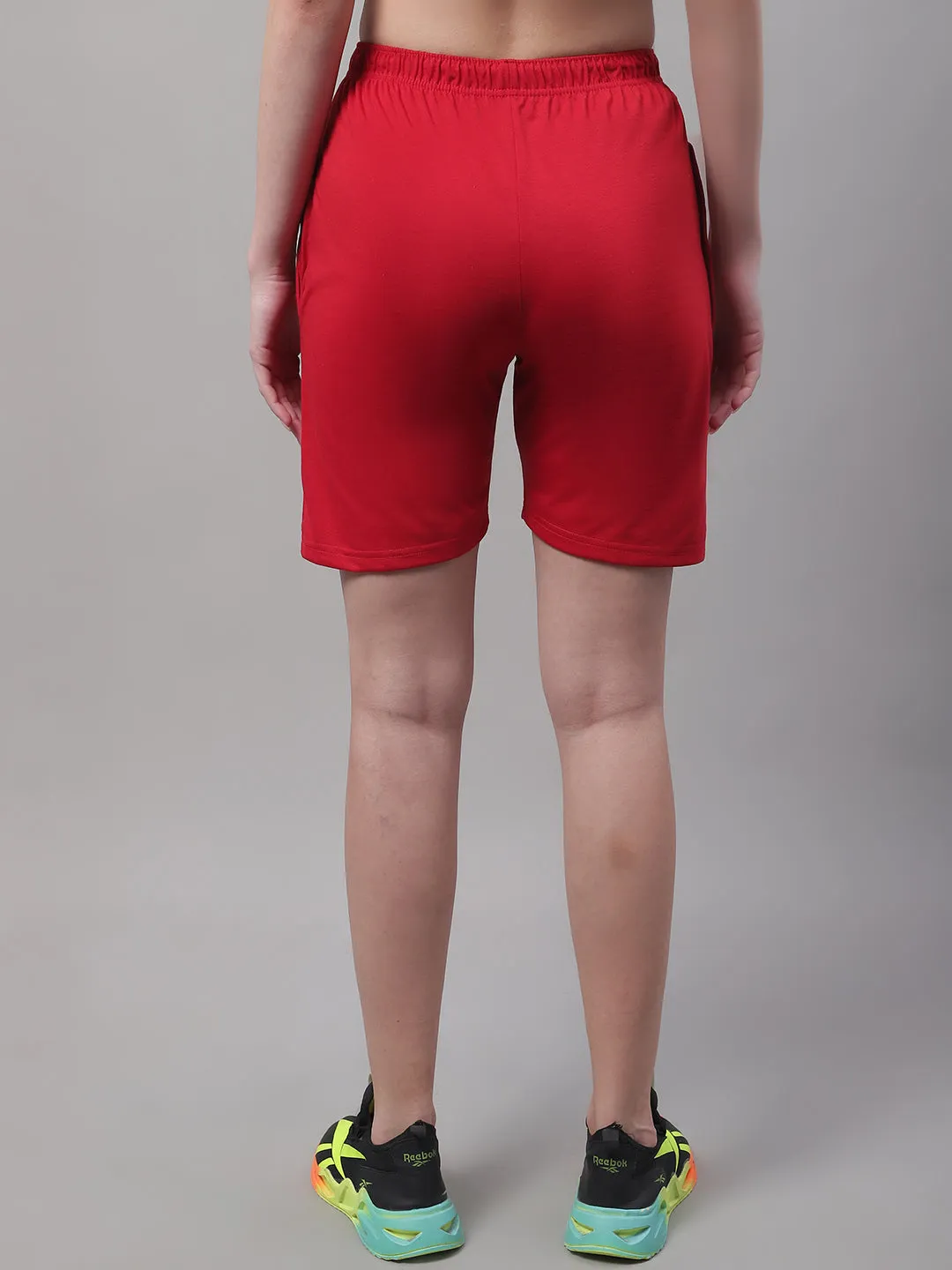 Vimal Jonney Red Regular fit Cotton Shorts for Women