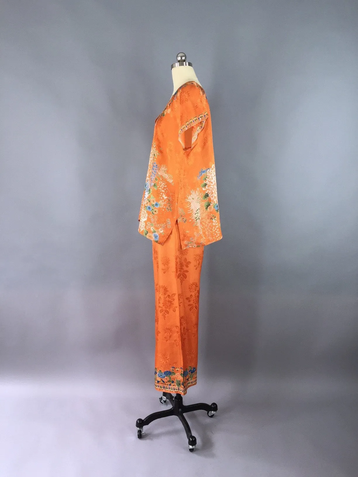 Vintage 1920s Silk Pajamas / Art Deco Chinoiserie