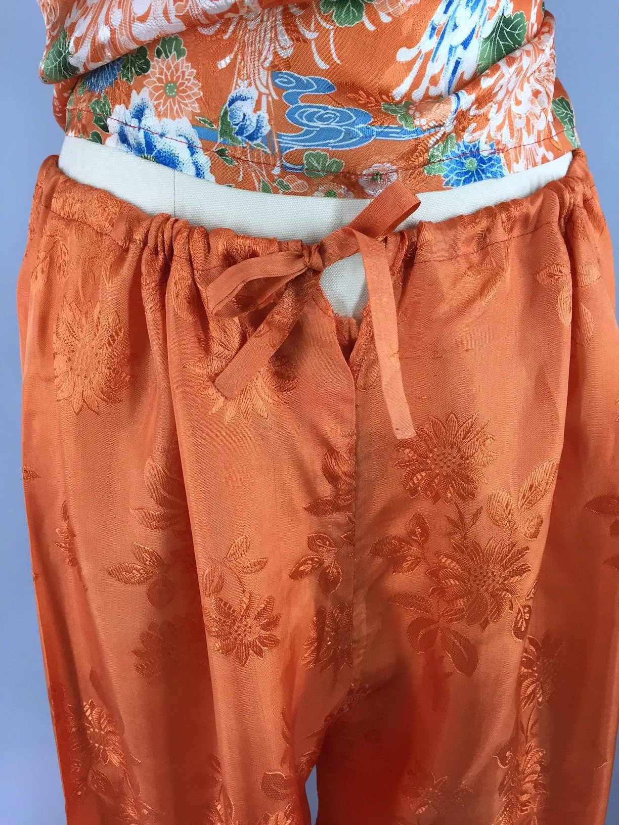 Vintage 1920s Silk Pajamas / Art Deco Chinoiserie