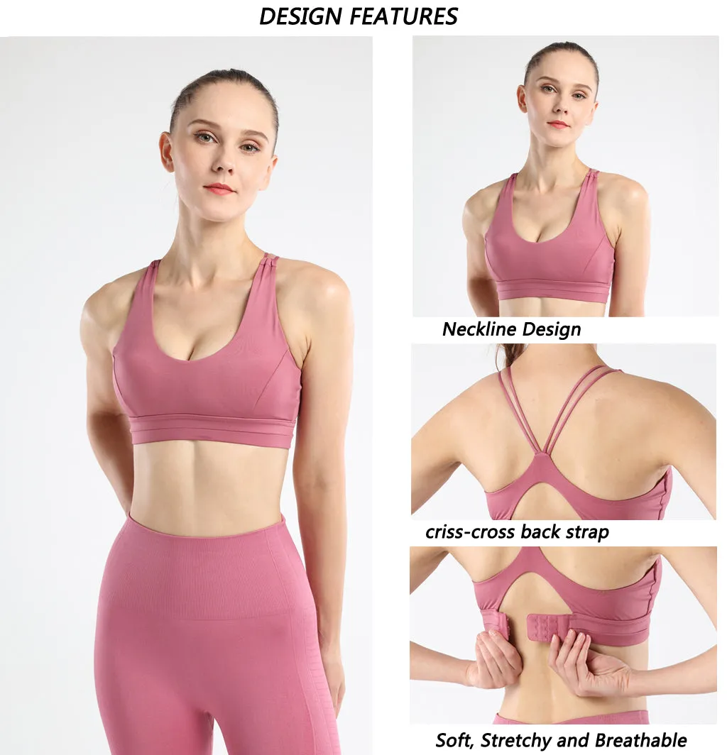 Women's sports bra  back cross strap running fitness yoga shock vest