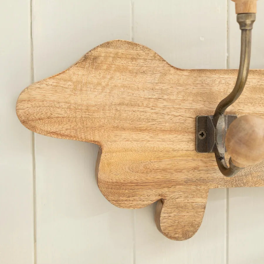 Wooden Dachshund Plaque with 4 Hooks