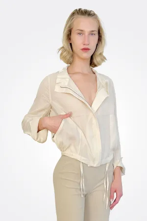 Yabella Sheer Mockneck Zip Jacket - Clay